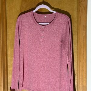Women's Long Sleeve Henley Top - Pink
